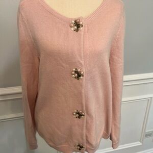 Christopher & Banks Women's Pink Long Sleeve Cardigan Sweater Button Front Large